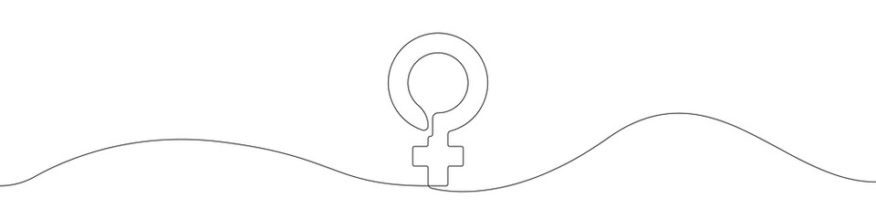 Female gender icon line continuous drawing vector. One line Female gender icon vector background. Female gender. Continuous outline of a Female gender gender icon.
