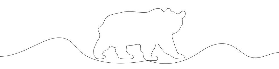 Wall Mural - Bear icon line continuous drawing vector. One line Bear icon vector background. Bear. Continuous outline of a Bear icon.
