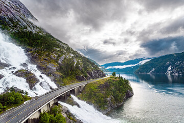 Sticker -  Langfossen cascade waterfall