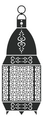 Sticker - Lantern with black arabesque ornament. Islamic lamp icon