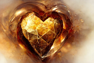 Wall Mural - Beautiful crystal heart on color blur background..