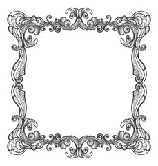 Canvas Print - decorative square frame in floral baroque filigree style