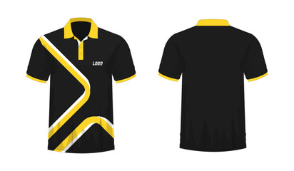 Wall Mural - T-shirt Polo yellow and black template for design on white background. Vector illustration eps 10.