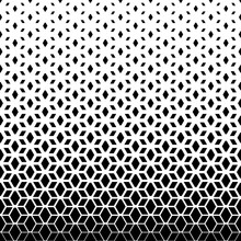 Halftone Seamless Pattern. Repeated Geometric Gradient. Black Geometry Pattern On White Background. Repeating Gradation Design For Print. Repeat Hexagon Printed. Abstract Printing. Vector Illustration