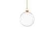 christmas ball blank glossy transparent glass  hanging christmastree gold from top upright 3D rendering isolated