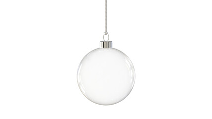 christmas ball bauble glossy transparent glass blank christmas silver hanging from top upright 3d re