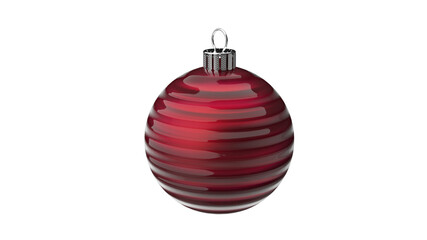 Wall Mural - red glass christmas bauble glossy with line structure upright isolated 3d rendering isolated