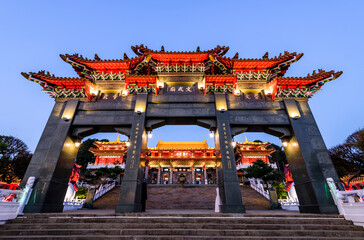 Wall Mural - Majestic building view of  Sun Moon Lake Wen Wu Temple in Nantou, Taiwan. Located on the Lakeshore of Sun Moon Lake, Nantou.