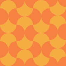 Mid Century Modern Ogee Scallop Orange And Yellow Shapes Seamless Pattern. For Retro Backgrounds, Home Décor , Textile And Wallpaper 