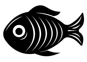 Wall Mural - Fish illustration black and white PNG with transparent background. Abstract, stylized fish illustration.