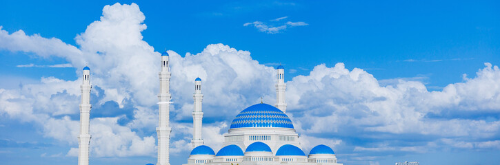 Wall Mural - Nur-Sultan, Kazakhstan largest mosque in Central Asia, Astana Aerial