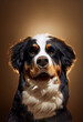 A digital painting portrait of a black Bernese Mountain dog 