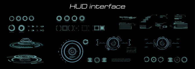 Poster - set futuristic elements for the hud interface. digital user interface hud. virtual reality technolog