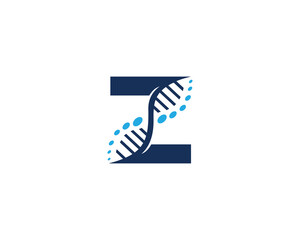 Wall Mural - Abstract Letter Z DNA Biology Logo Concept. Creative Science, Laboratory and Biotechnology Vector Icon.