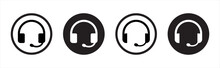 Headphones Icons Set. Headset Symbol. Music Signs. Earphones Vector Illustration