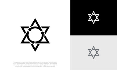 Wall Mural - Innovative high tech logo template. Template label for blockchain technology. Technology Logo.