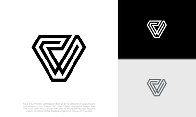 Wall Mural - Innovative high tech logo template. Template label for blockchain technology. Technology Logo. Initials V logo design.	