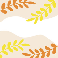 Wall Mural - Autumn square backgrounds with simple yellow leaves. Frame with floral elements. Editable vector template for card, banner, invitation, social media post, poster, mobile apps, web ads
