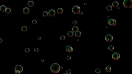 Wall Mural - green bubbles floating across screen 3d animation motion graphics background in hd
