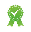 Approved or certified medal green icon isolated on white background. Vector illustration.