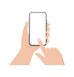 © Hanna - Flat icon with smartphone with hand for mobile app design. Vector sketch. Device icon. Smartphone with hand, great design for any purposes.