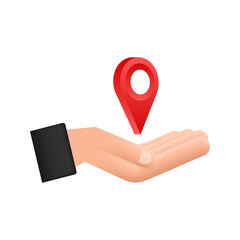Aufkleber - Map pointer in hand on white background. Vactor stock illustration.
