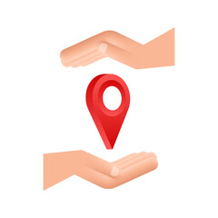 Aufkleber - Map pointer in hand on white background. Vactor stock illustration.