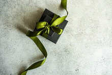 Gift Box With Green Ribbon