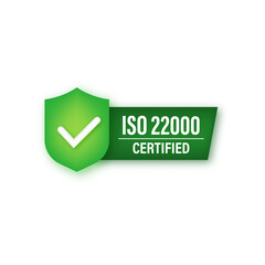 Poster - ISO 22000 Certified badge neon icon. Certification stamp.