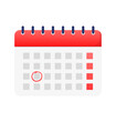 © Hanna - Flat style simple calendar. Holiday vector illustration. Vector background. Table schedule grid. Outline symbol.