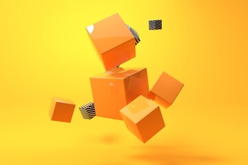 Poster - abstract 3d render illustration of cube shapes
