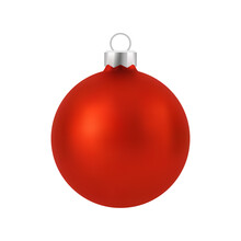 Red Christmas Ball With White Ornament. Vector.