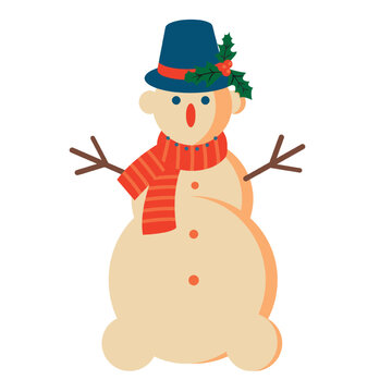 Retro vintage Christmas snowman. Vector illustration