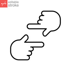 Sticker - Human hands Cropping line icon. hand gesture process movie production. Film making, director's vision. photography Shot frame. Editable stroke. vector illustration. design on white background. EPS 10