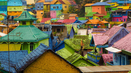 Wall Mural - View of Jodipan village, the rainbow village of Malang 