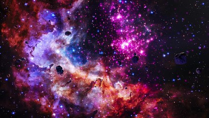 Wall Mural - galaxy space flight exploration space rock scence through outer space at westerlund. 4k looping anim
