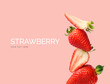 Creative layout made of strawberry on the pink background. Flat lay. Food concept. Macro  concept. 