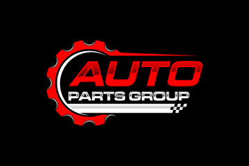 Sticker - Automotive logo cog gear workshop design checkered flag racing speed shop repair custom garage