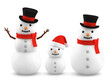 © yosuke14 - snowman wearing silk hat and santa hat on transparent background, 3D illustration