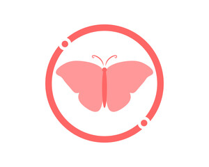 Poster - Circle with pink butterfly inside