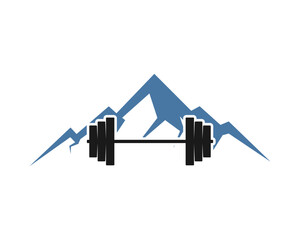 Poster - Mountain with barbell shape inside