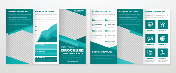 Wall Mural - trifold brochure template use for annual report and company profile