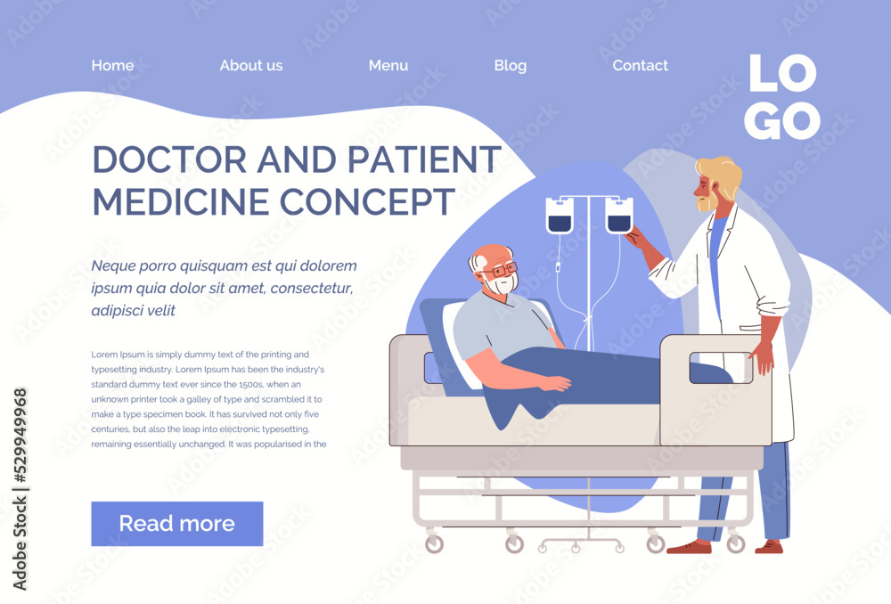 Doctor Controls Doctor controls administration of medication to elderly sick patient ...