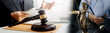 © ARMMY PICCA - Consultation and conference of professional businesswoman and Male lawyers working and discussion having at law firm in office. Concepts of law, Judge gavel with scales of justice