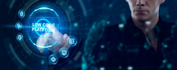 Low Code software development platform technology concept.