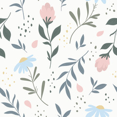 Wall Mural - seamless pattern with wildflower. floral spring ornament. creative summer bloom print. great for fab
