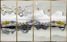 Chinese Classical Landscape Architecture Landscape Illustration Background