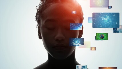 Aufkleber - A woman's silhouette and video image. Imagination.