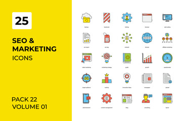  Seo and marketing icons collection. Set vector line with elements for mobile concepts and web apps. Collection modern icons.