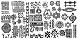 Forty eight tribal ethnic hand drawing set elements. set of aztec tribal drawing.